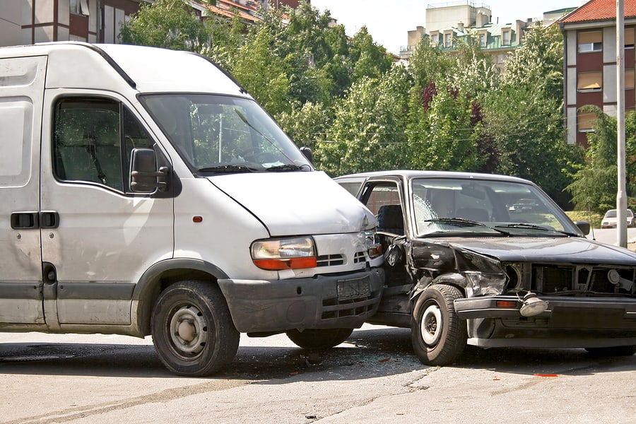 Car accident involving a van and a car